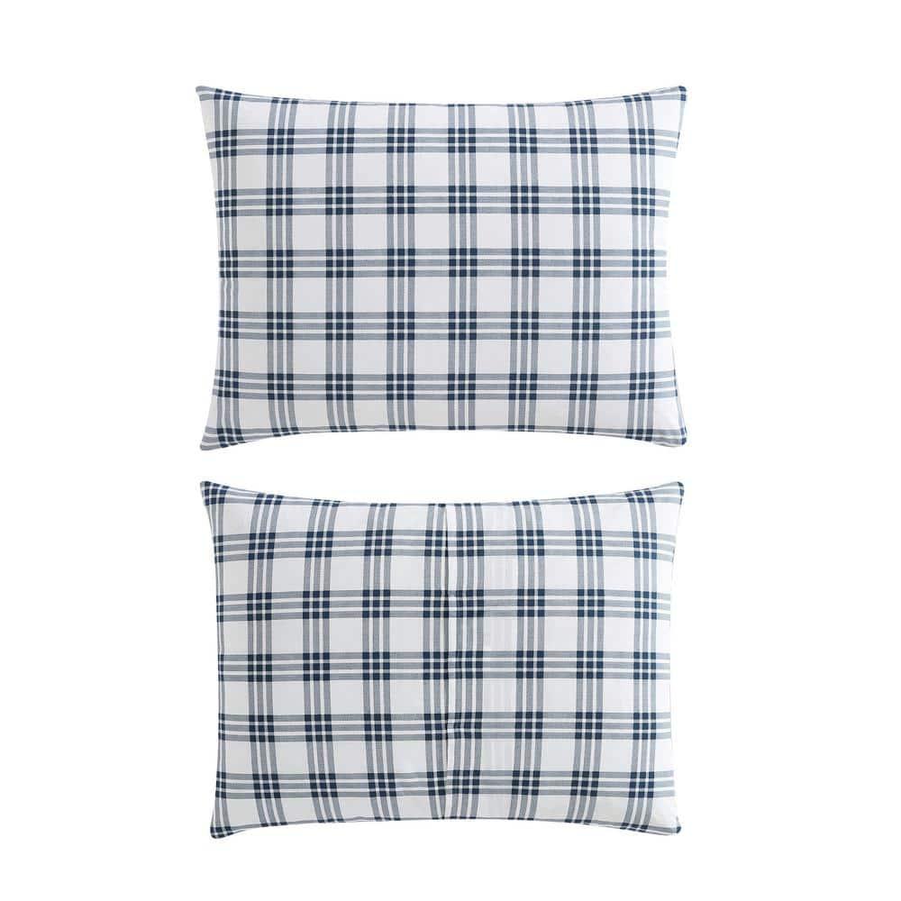 Eddie Bauer Arrowhead Eddie Bauer Basic Plaid Navy Cotton Percale Duvet Cover Set