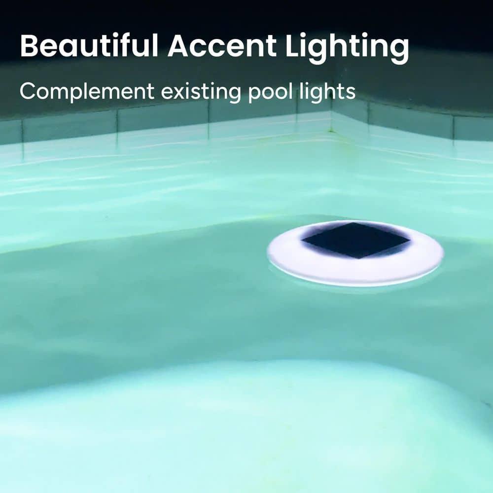 Solar Powered Integrated LED Outdoor Floating Pool Light (Set of 2)