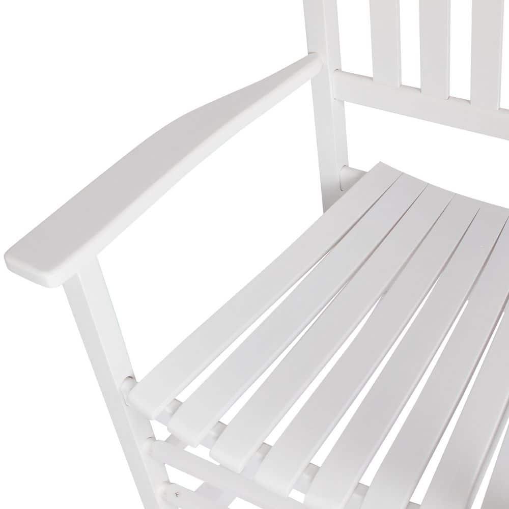 White Solid Wood Outdoor Rocking Chair with Arms