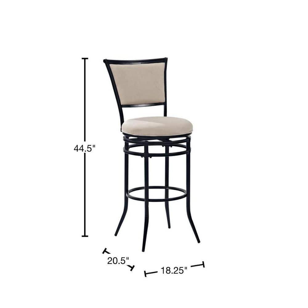 Rachel Swivel Barstool Black with Cushion White - Crosley: Metal Frame, Padded Back, 30" Fixed Height