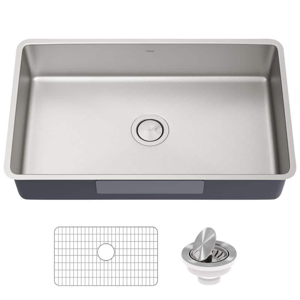 Dex™️ Series KRAUS 32" L Undermount 16 Gauge Stainless Steel Single Bowl Kitchen Sink