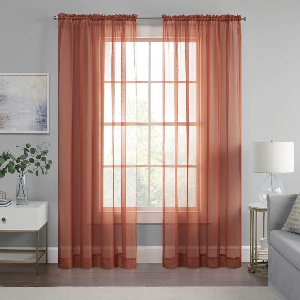 Eclipse Livia Sheer Rod Pocket 59 x 95 Curtain Panel in Terracotta