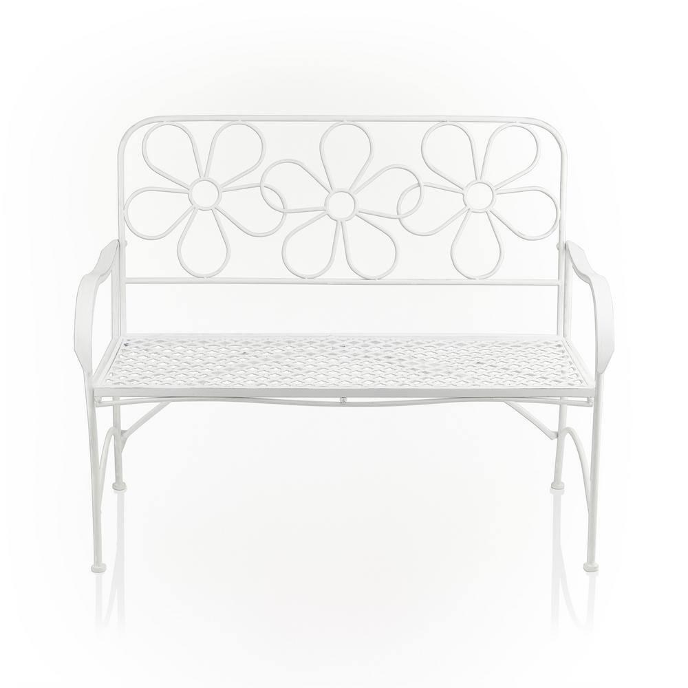 36" x 45" Daisy Metal Garden Bench White - Alpine Corporation
