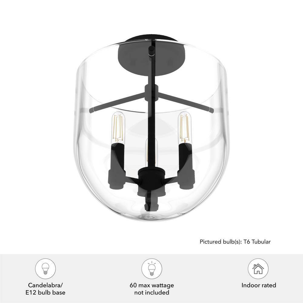 Hunter Sacha Natural Iron 3 Light Flush Mount Ceiling Light Fixture