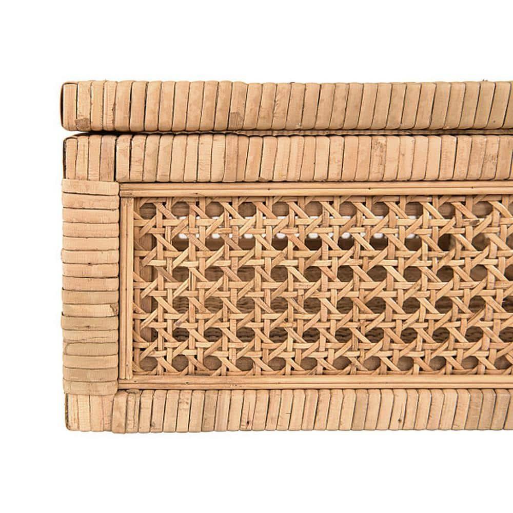 Creative Co-Op Cane and Rattan Natural Wood Decorative Boxes, Set of 2