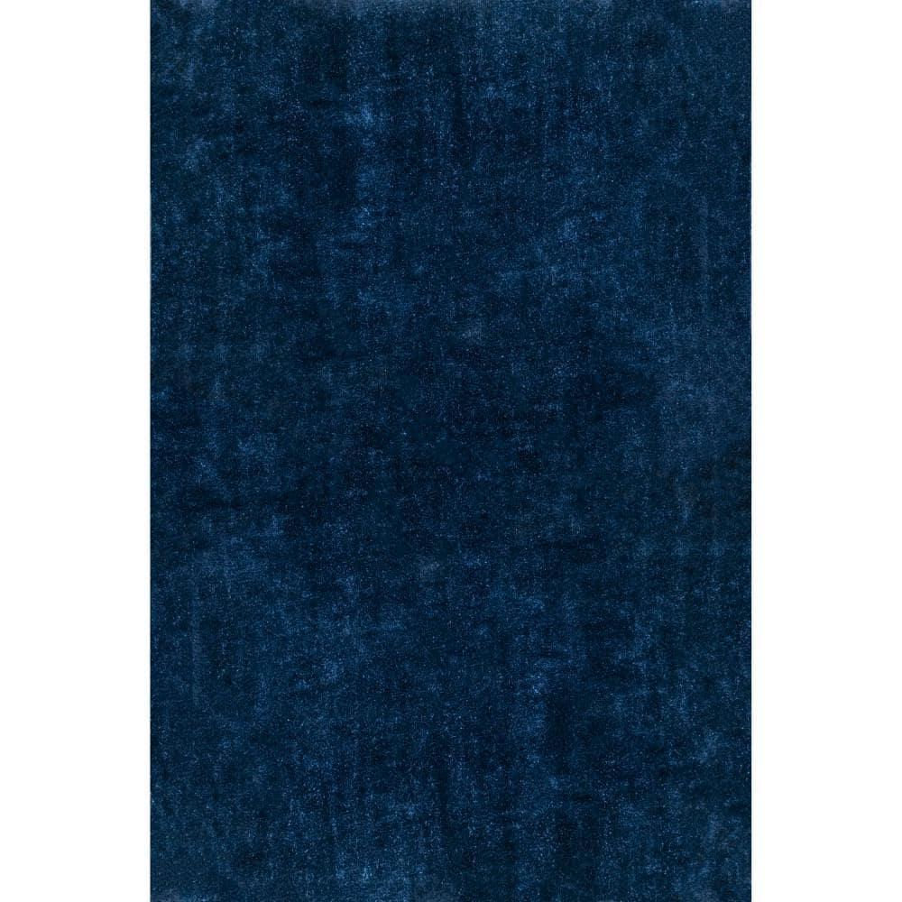 nuLOOM 2' x 3' Cozy Plush SuperiorWash Area Rug, Machine Washable, Non-Slip, Soft Fluffy Shag Carpet for Living Room Bedroom Nursery, Loni Navy