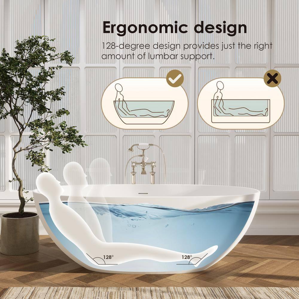 Altair Euston 65'' x 29.9'' Freestanding Soaking Stone Rein Bathtub 53165-BAT-MW