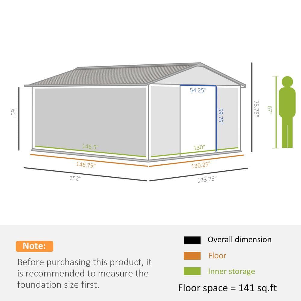 11 ft. W x 13 ft. D Stainless Steel Tool Shed