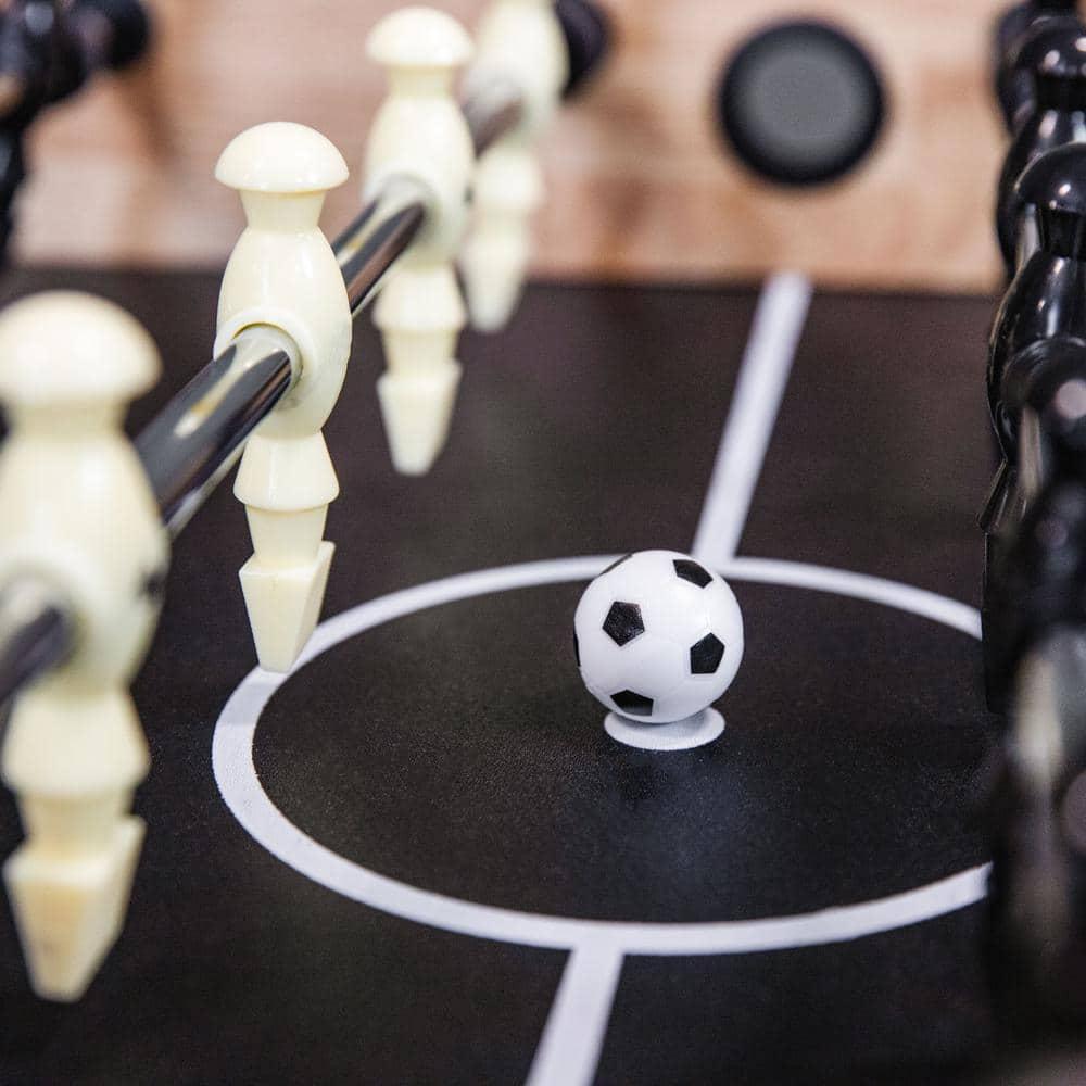 Sunnydaze Indoor Multi-Game Table with Billiards, Push Hockey, Foosball, Ping Pong, Bowling, and More - Light Wood Look