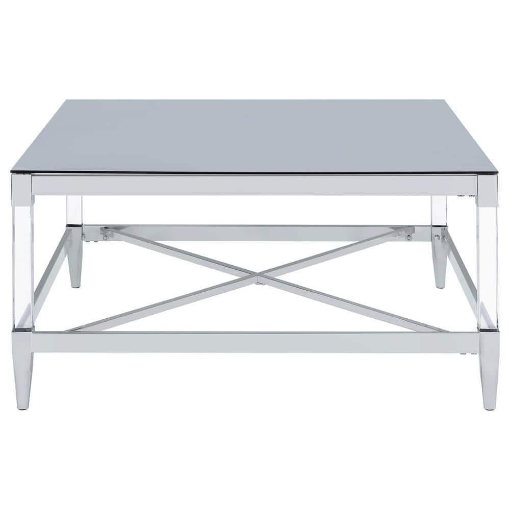 Coaster Lindley Square Metal Coffee Table Tempered Mirror Top Chrome