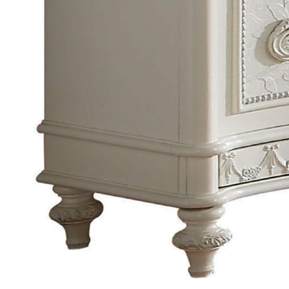 Dorie 54 in. Wide Dresser - 6 Drawers - Oval Molded Trim - Wood - Ivory White