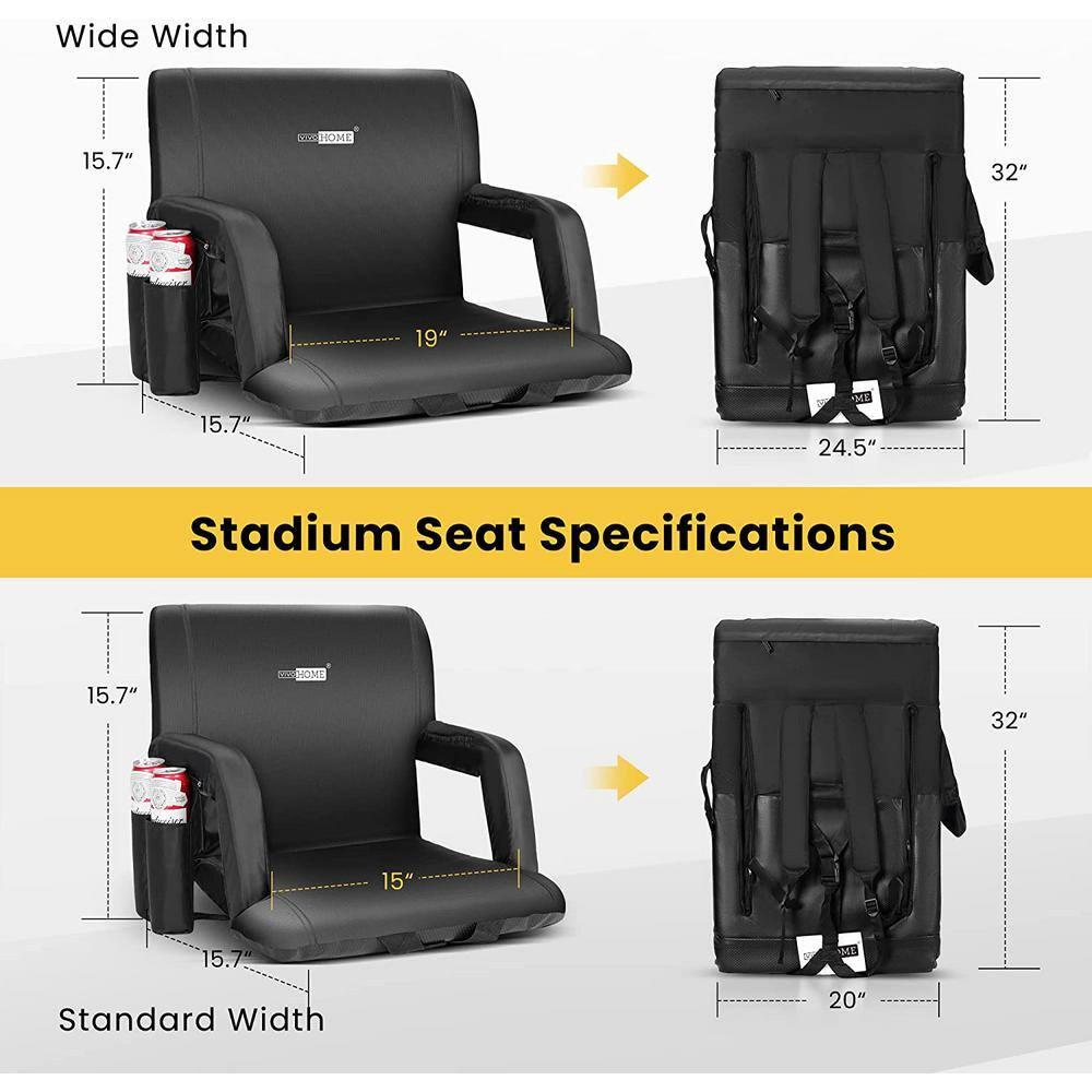 SPECSTAR Foldable Stadium Seat Chair for Bleachers with Padded Back Support and Armrests 2 pack