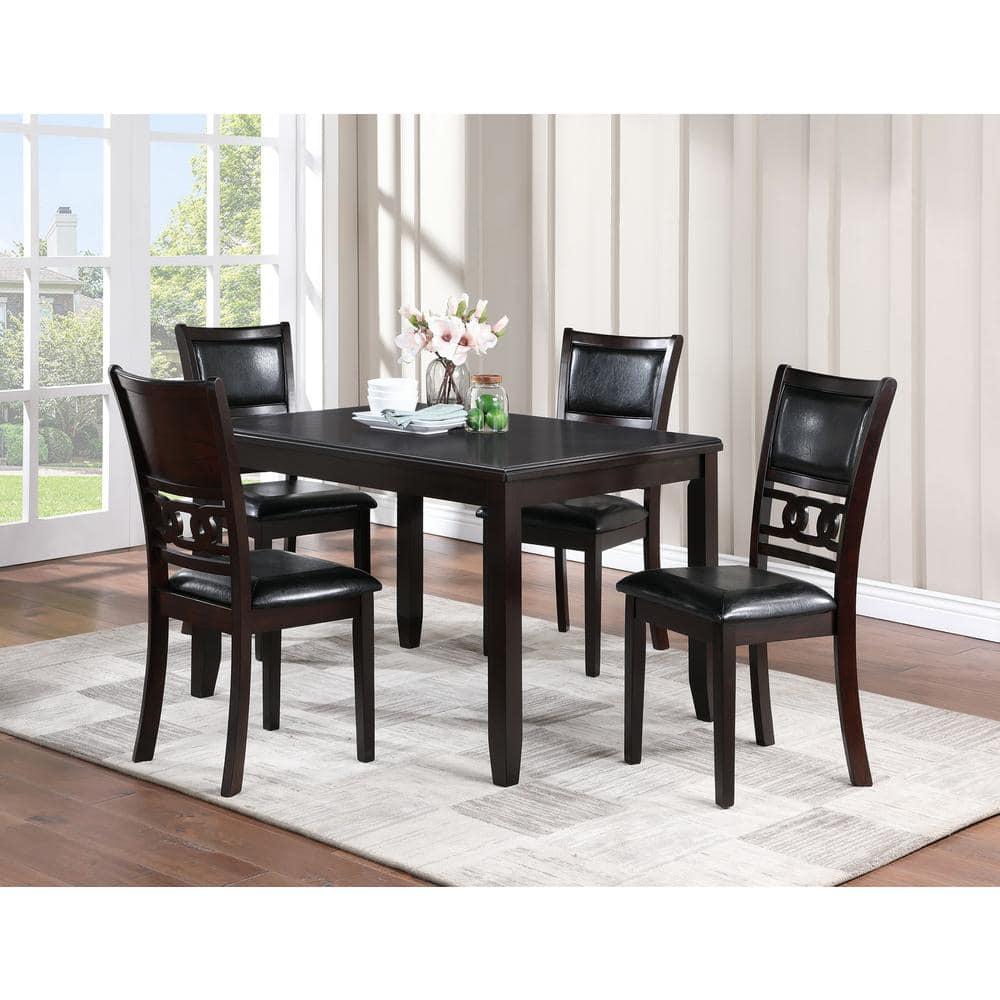 New Classic Furniture Gia Dining Collection with Table & 4 Chairs, Ebony