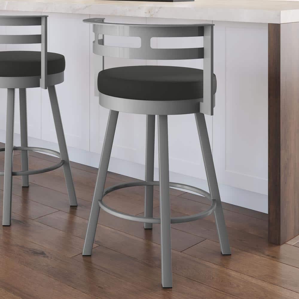 Amisco Render Upholstered Counter Height Barstool: Faux Leather, Steel Frame, Fixed Height