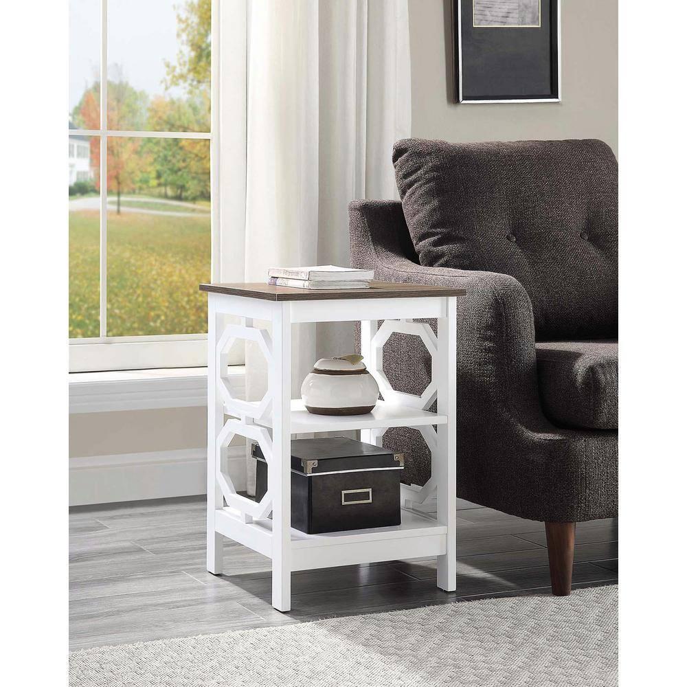 Convenience Concepts Omega End Table with Shelf, Driftwood/White