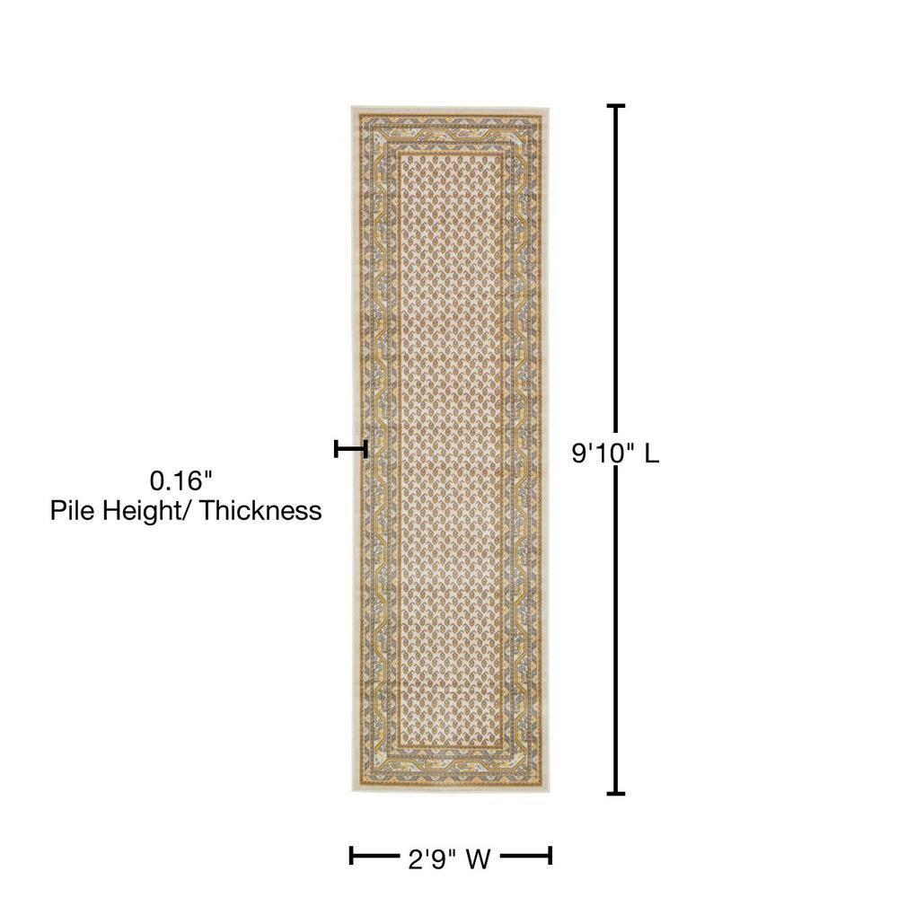 Unique Loom Williamsburg Collection Area Rug - Allover (2' 9" x 9' 10" Runner Beige/Gold)