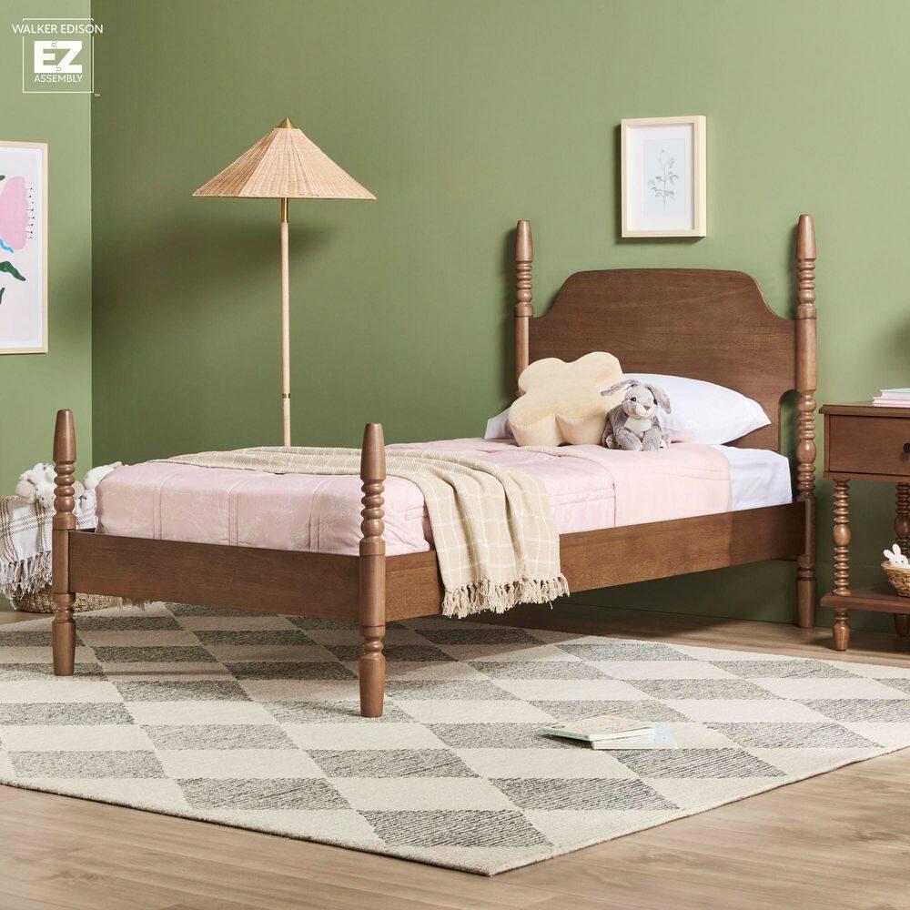 Vivienne Traditional Easy Assembly Solid Wood Twin Spindle Bed