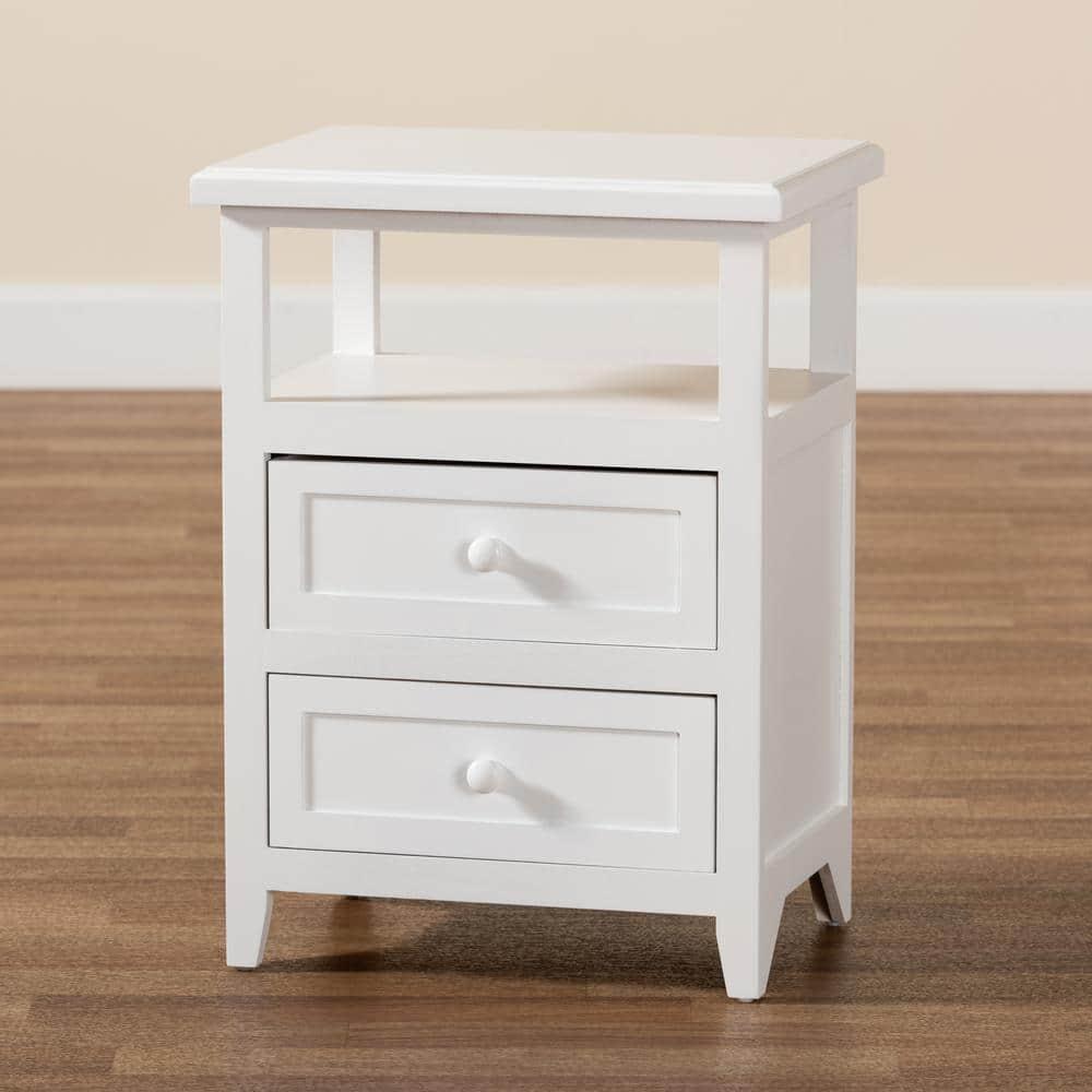 Baxton Studio Karsen Modern and Contemporary White Finished Wood 2-Drawer Nightstand,Wholesale Interiors