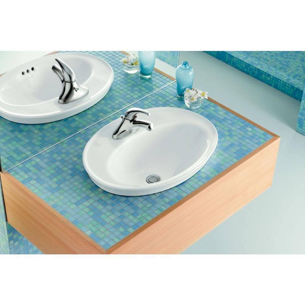 Serif® Ceramic Oval Drop-In Bathroom Sink with Overflow
