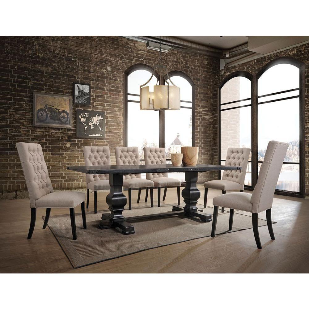 Morland Dining Table Vintage Black - Acme Furniture: Rectangular, Non-Extension, Seats 6