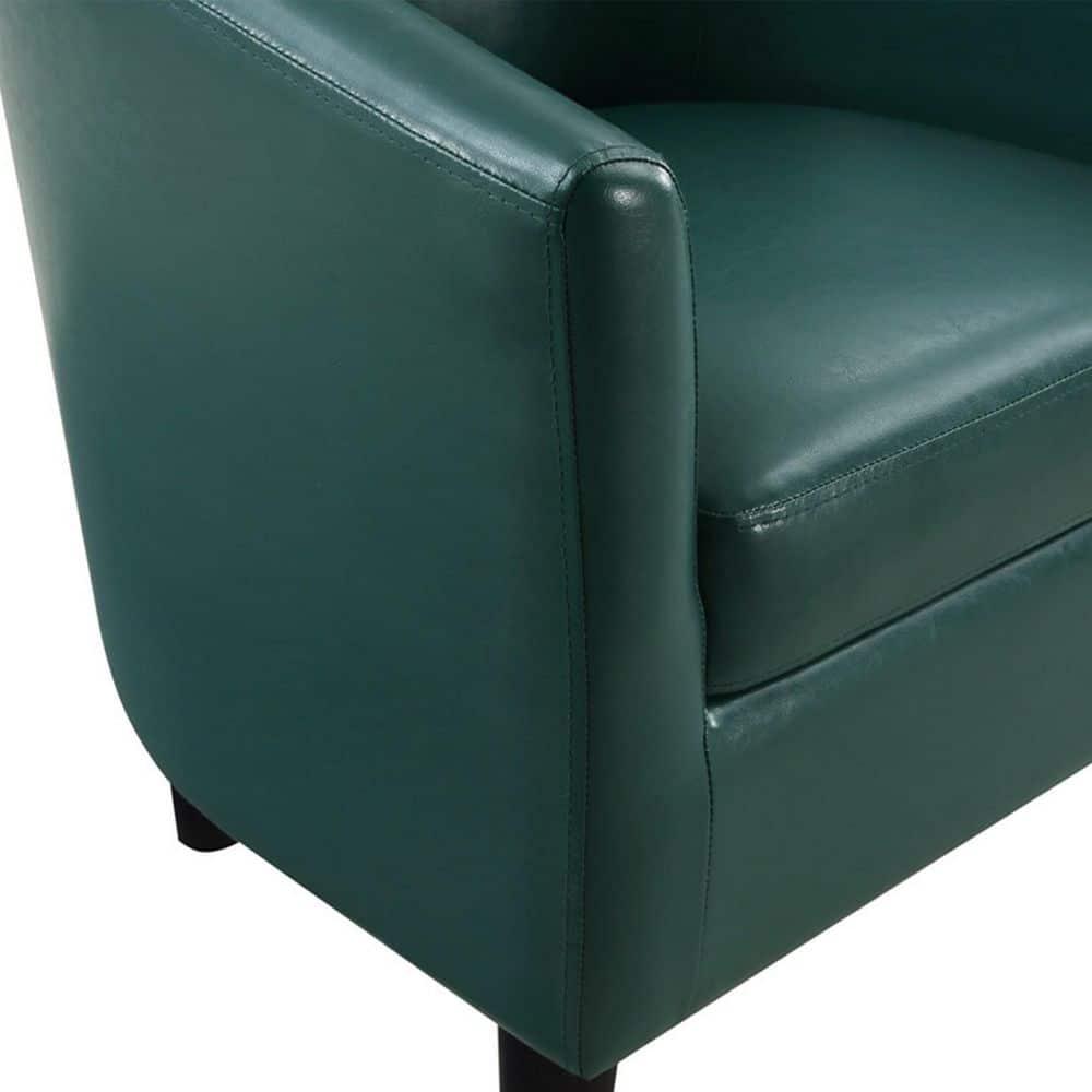 Convenience Concepts Take a Seat Churchill Accent Chair with Ottoman, Forest Green Faux Leather