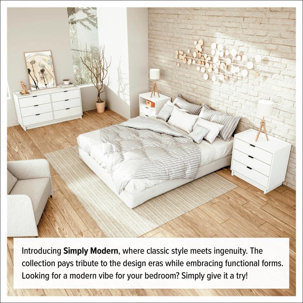 Prepac 23.75" Wide Simply Modern 2 Drawer Nightstand White