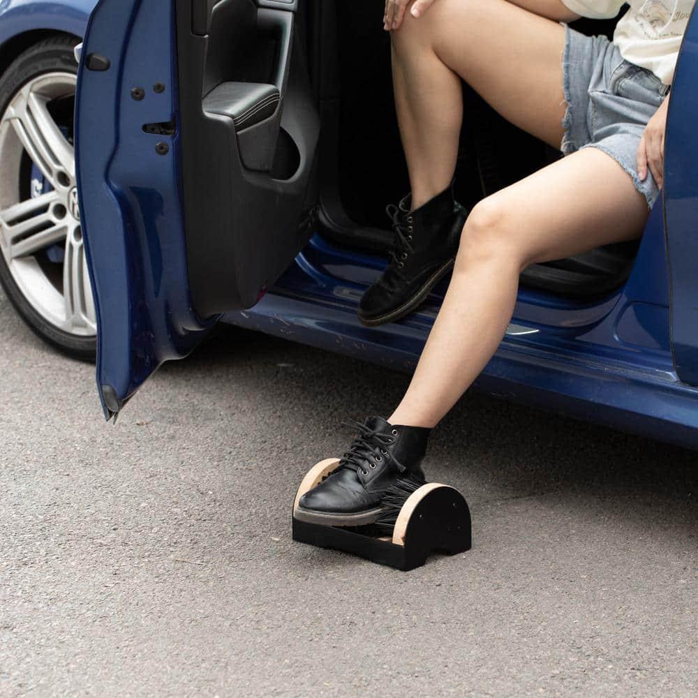 Gardenised Heavy-Duty Metal & Wooden Base Shoe Cleaner & Boot Scraper, Portable or Floor-Mounted Scrubbing Brush, Removes Mud, Snow and Sand, Wooden