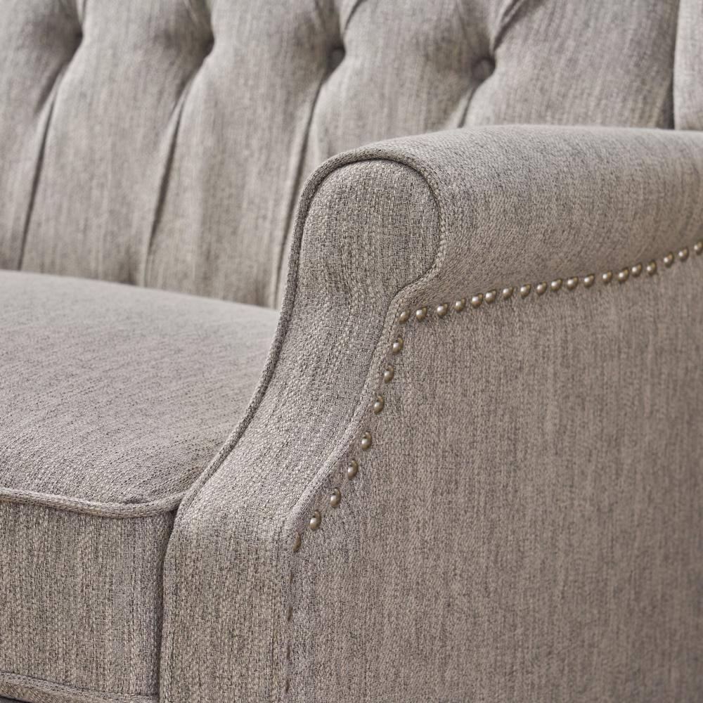 Noble House Albert Oversized Fabric Push Back Recliner, Light Gray