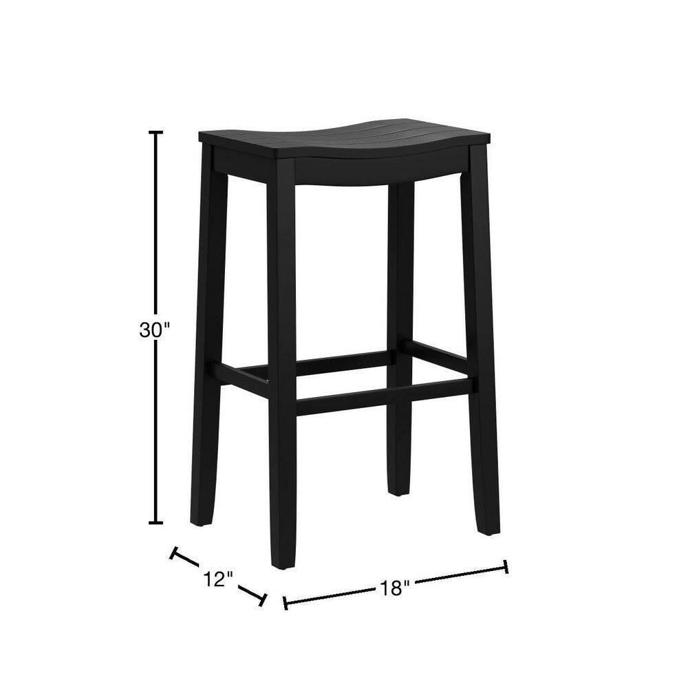 30" Fiddler Wood Backless Counter Height Barstool Black - Hillsdale Furniture: Saddle Seat, Matte Finish, Farmhouse Style
