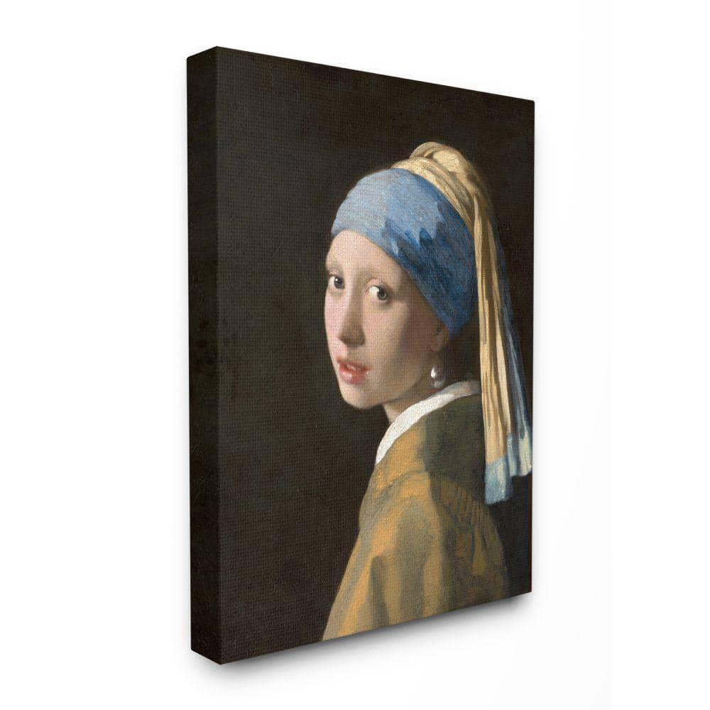 The Stupell Home Decor Collection Vermeer Girl With A Pearl Earring Classical Portrait Painting Canvas Wall Art