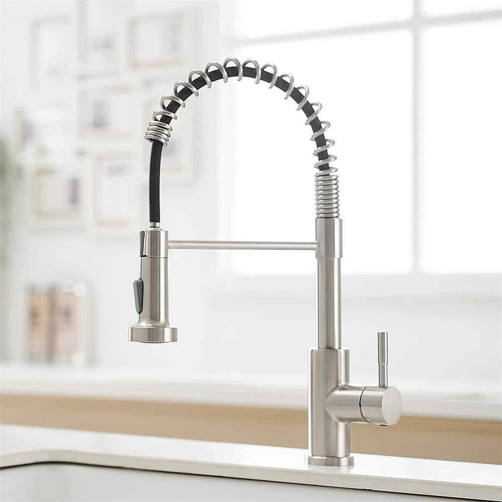 Fairub MAMCPM Brushed Nickel Kitchen Faucet With Pull Down Sprayer, Stainless Steel Kitchen Sink Faucets