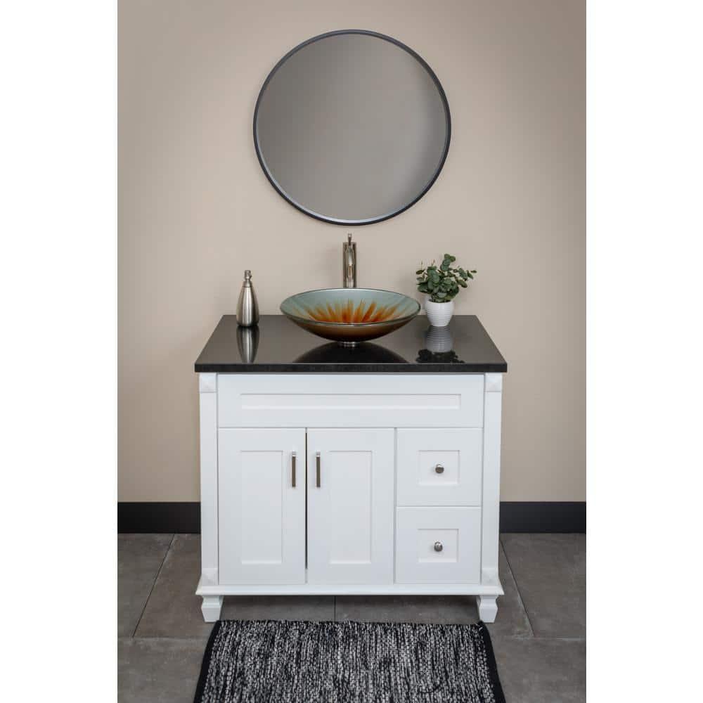 Eden Bath 18'' Orange Tempered Glass Circular Bathroom Sink