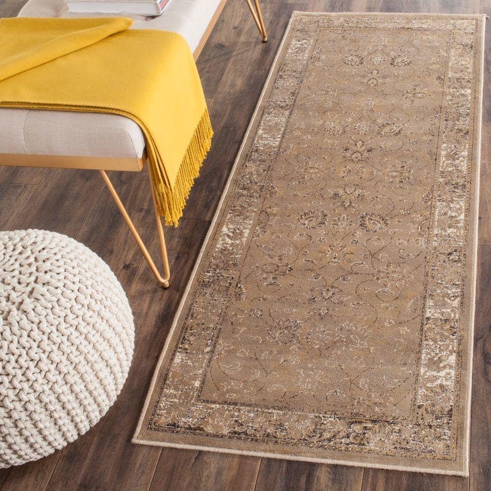 Vintage VTG117 Power Loomed Indoor Skid-Resistant Runner Rug - Taupe - 2'2"x8' - Safavieh