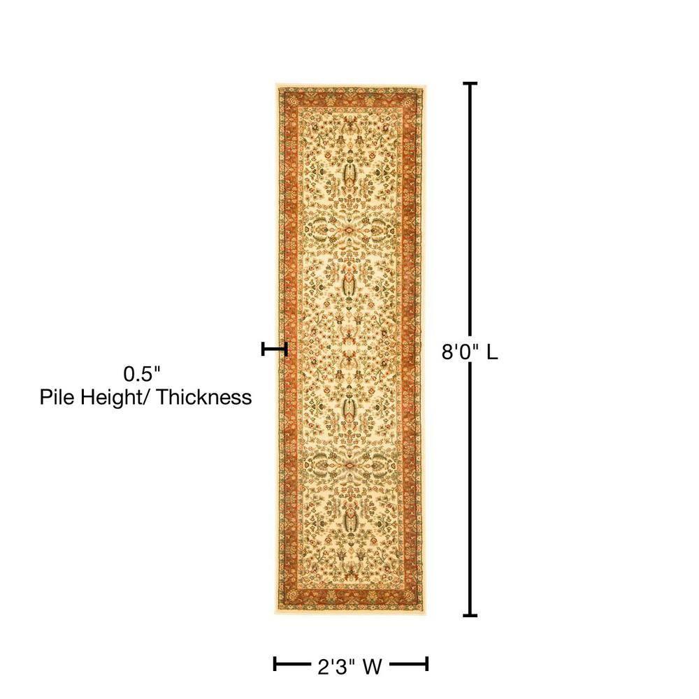 Lyndhurst LNH212 Power Loomed Runner Rug - Ivory/Rust - 2'3"x8' - Safavieh