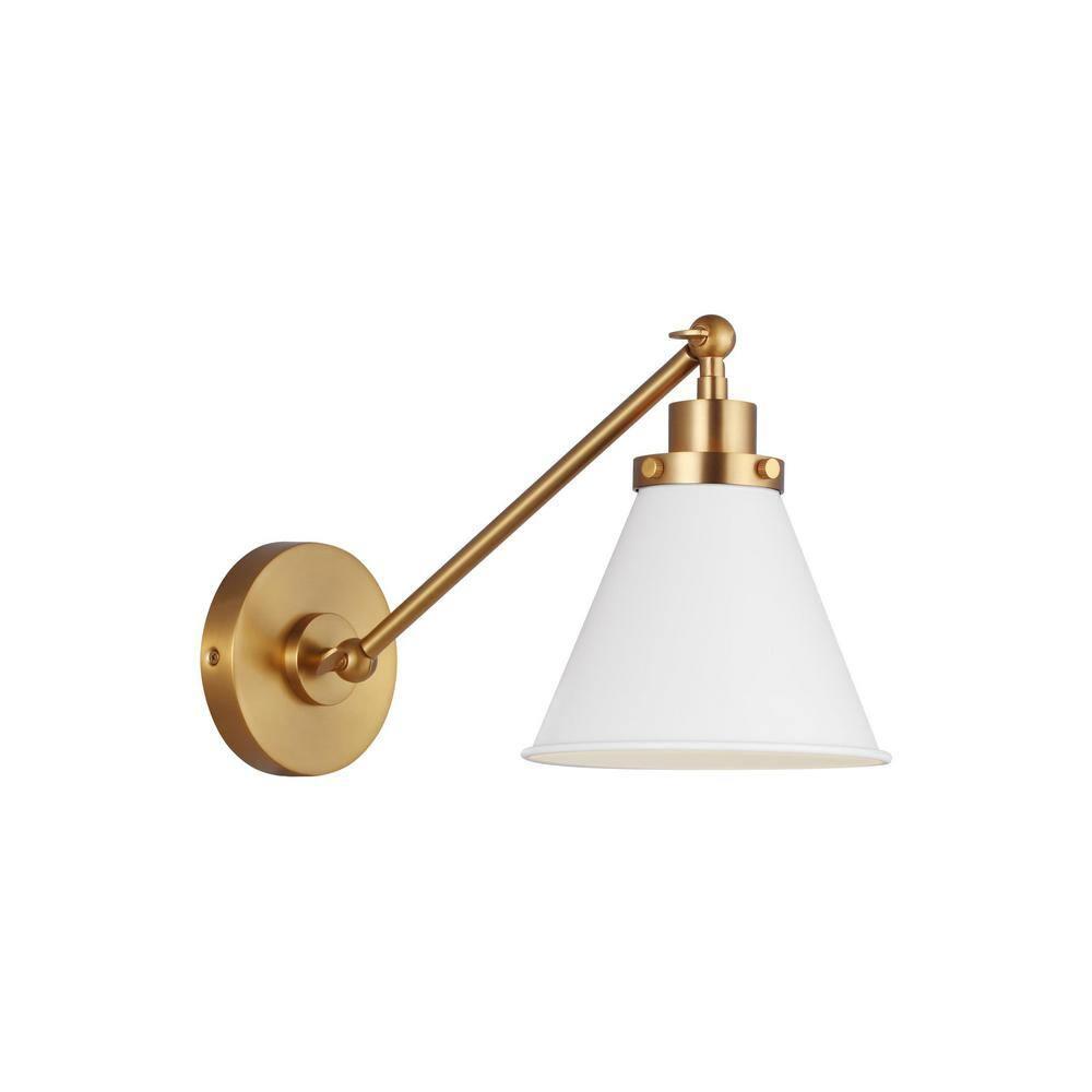 Wellfleet 8.75" Matte White & Burnished Brass Steel Wall Sconce