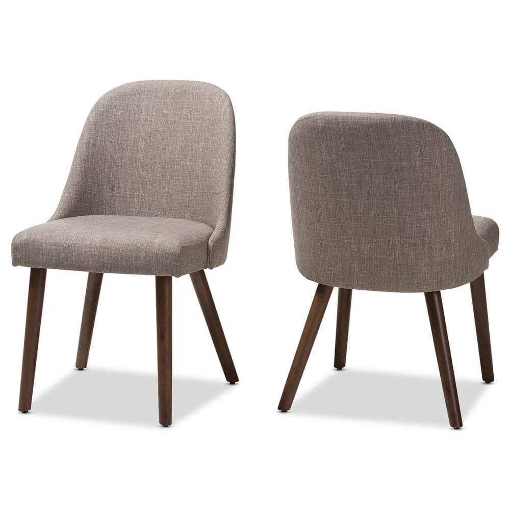 Set of 2 Cody Mid Century Modern Dining Chairs - Baxton Studio: Beige Upholstery, Walnut Wood