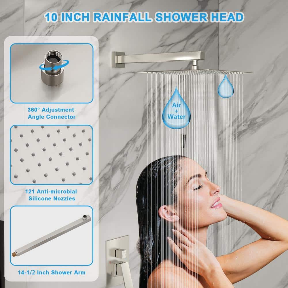 Lordear 10 Inches Luxury Wall Mounted Rainfall Shower Head System