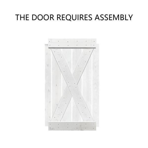 Calhome 36'' x 84'' Solid Wood Paneled Painted with Installation Hardware Kit Barn Door