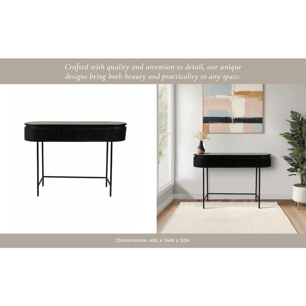 Sagebrook Home 45x32 Mango Wood Ribbed Cabinet, Black