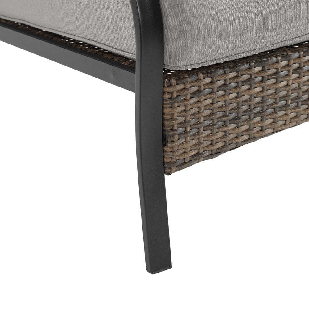 2pk Dahlia Outdoor Steel Arm Chairs Taupe/Matte Black - Crosley: Padded, Weather-Resistant Patio Seating