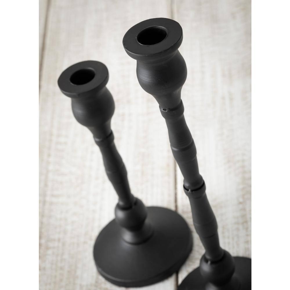 Sullivans Set Of 2 Iron Taper Candle Holders 12.5"H & 15.25"H Black