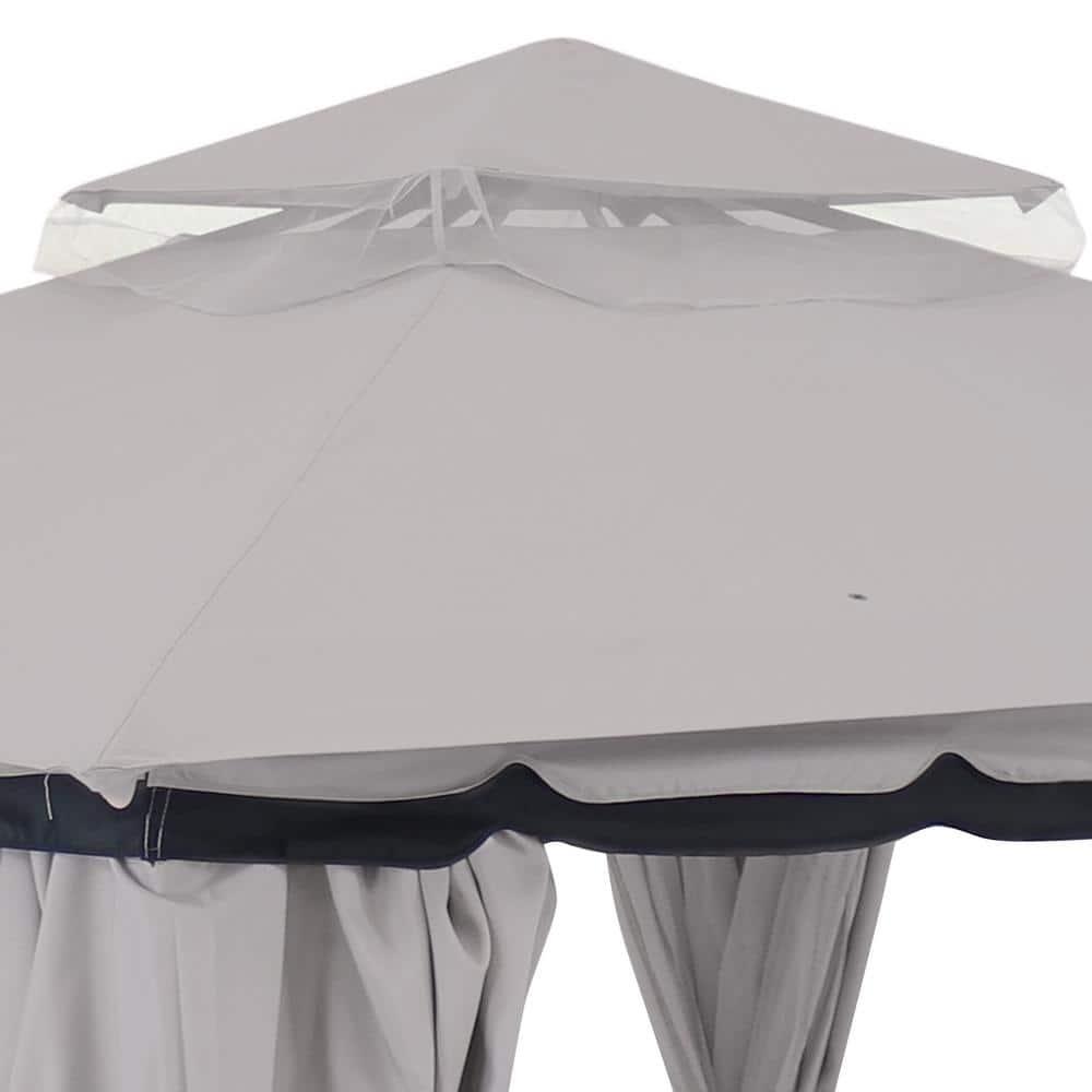 Sunnydaze Soft Top Rectangle Patio Gazebo with Screens and Privacy Walls for Backyard, Garden or Deck - Gray