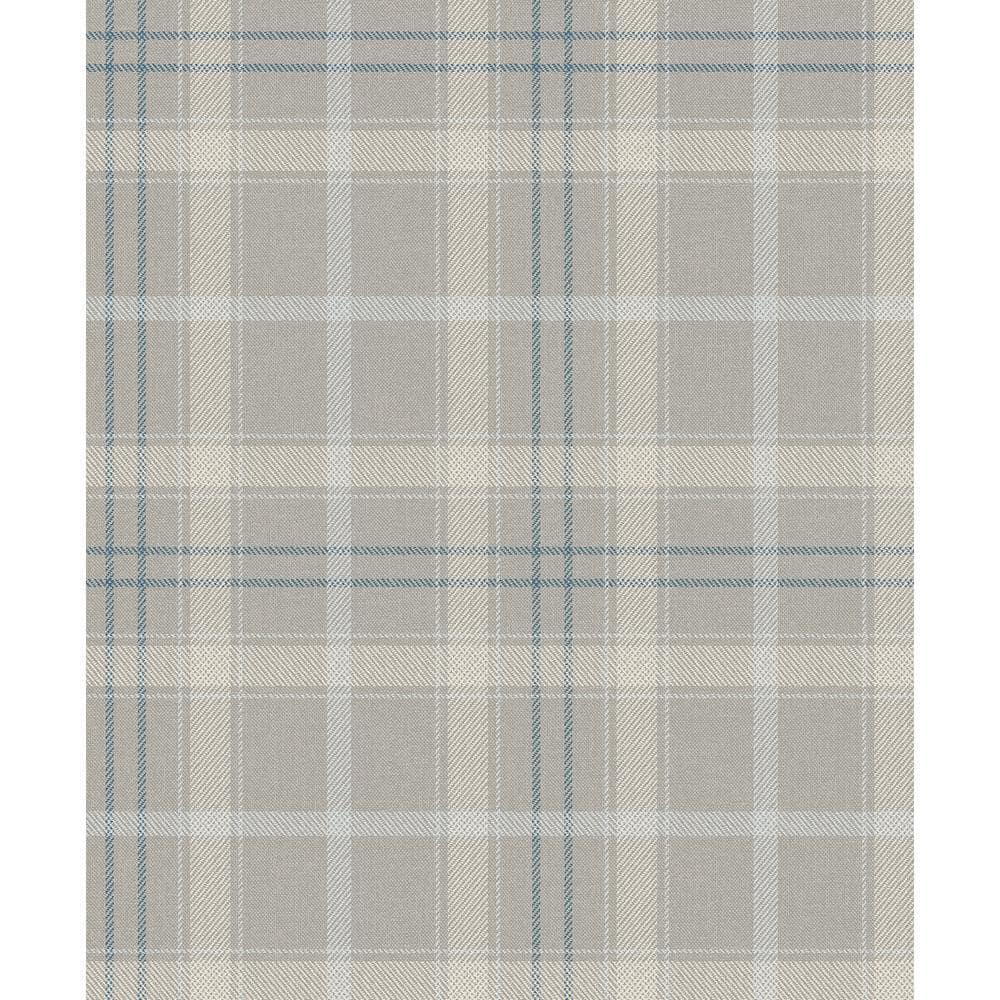 NextWall Argos Grey & Blue Tailor Plaid Peel and Stick Wallpaper - 20.9 in. W x 18 ft. L Roll