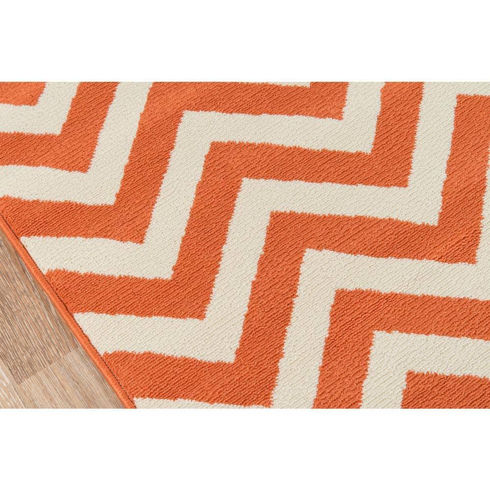 Momeni  Baja Chevron Indoor Outdoor Rug Orange 2'3" x 4'6" Graphic, Geometric, Chevron 2' x 3' Accent, Outdoor, Indoor Entryway, Kitchen, Patio Ivory