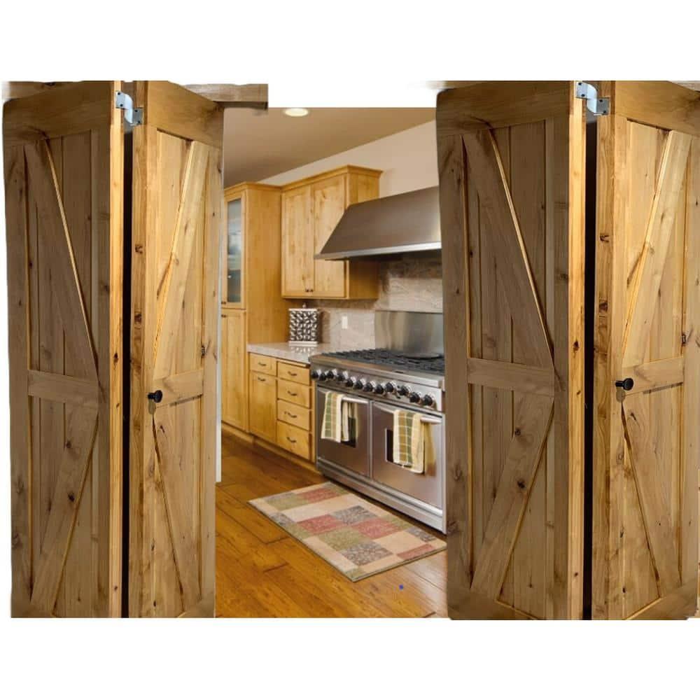 Lubann Paneled Solid Alder Wood Bifold Biparting Barn Door Slab