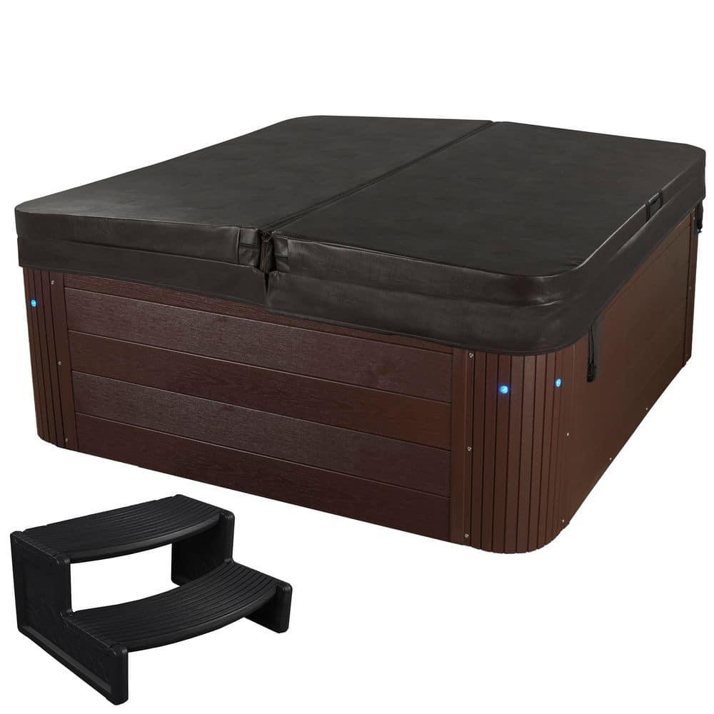 Aqualife® by Strong Spas® Grand Banks 6-Person 81-Jet Non-Lounger Hot Tub Spa with 3 Pumps, LED Lighting, Stainless Steel Heater and Ozonator, Insulated Cover Included and Steps Included