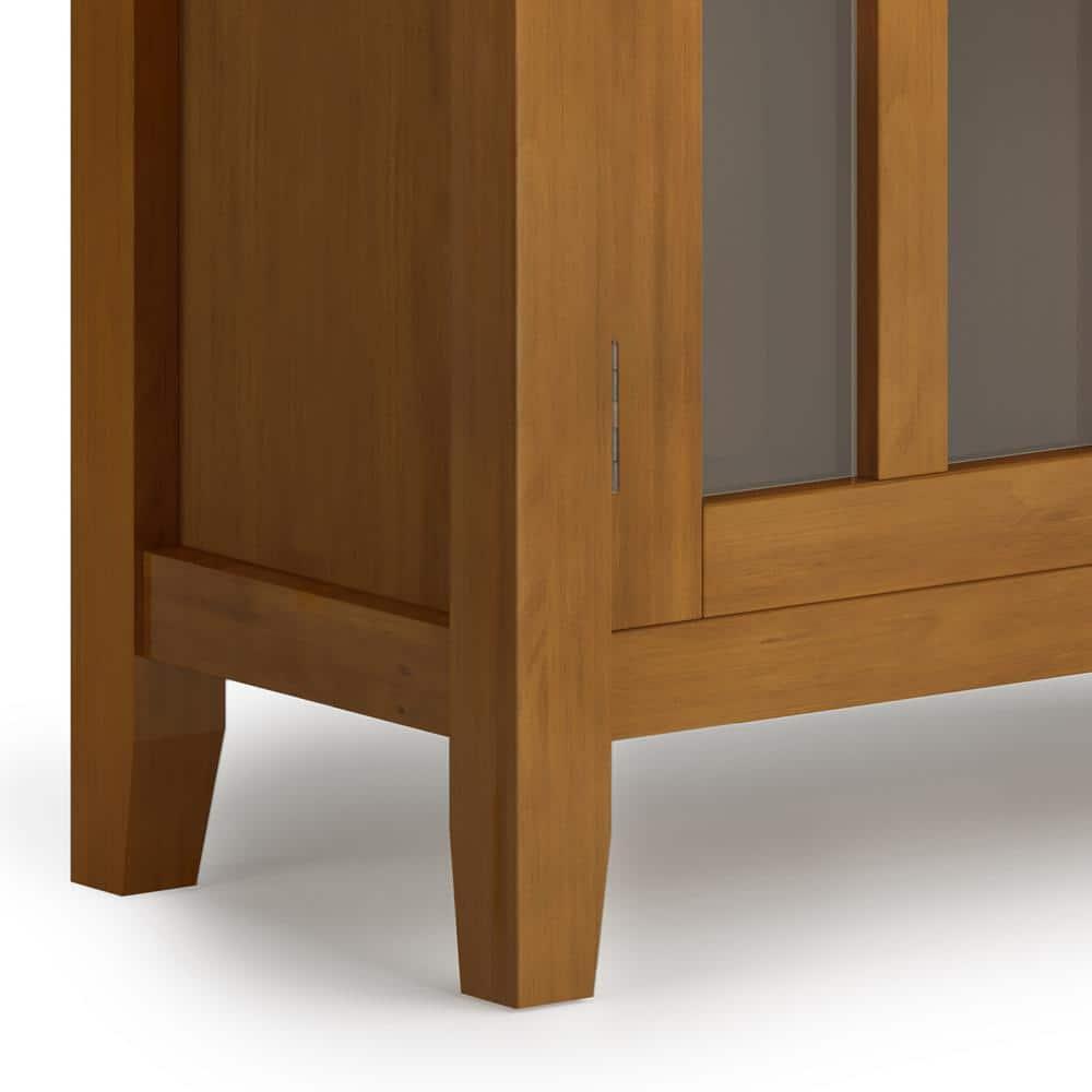 Simpli Home Artisan 30"W Solid Wood 2-Shelf Low Storage Cabinet with Glass Doors and Adjustable Shelves