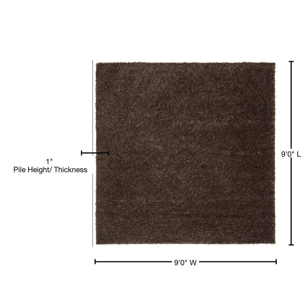 August Shag 900 AUG900 Power Loomed Indoor Area Rug - Brown - 9'x9' - Safavieh