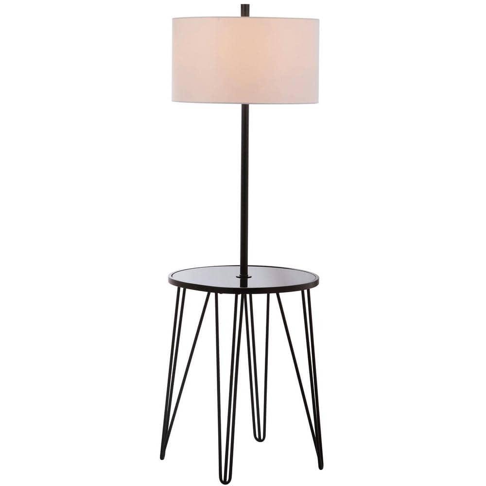 Ivy Bronx Dellinger 58'' Black Tray Table Floor Lamp