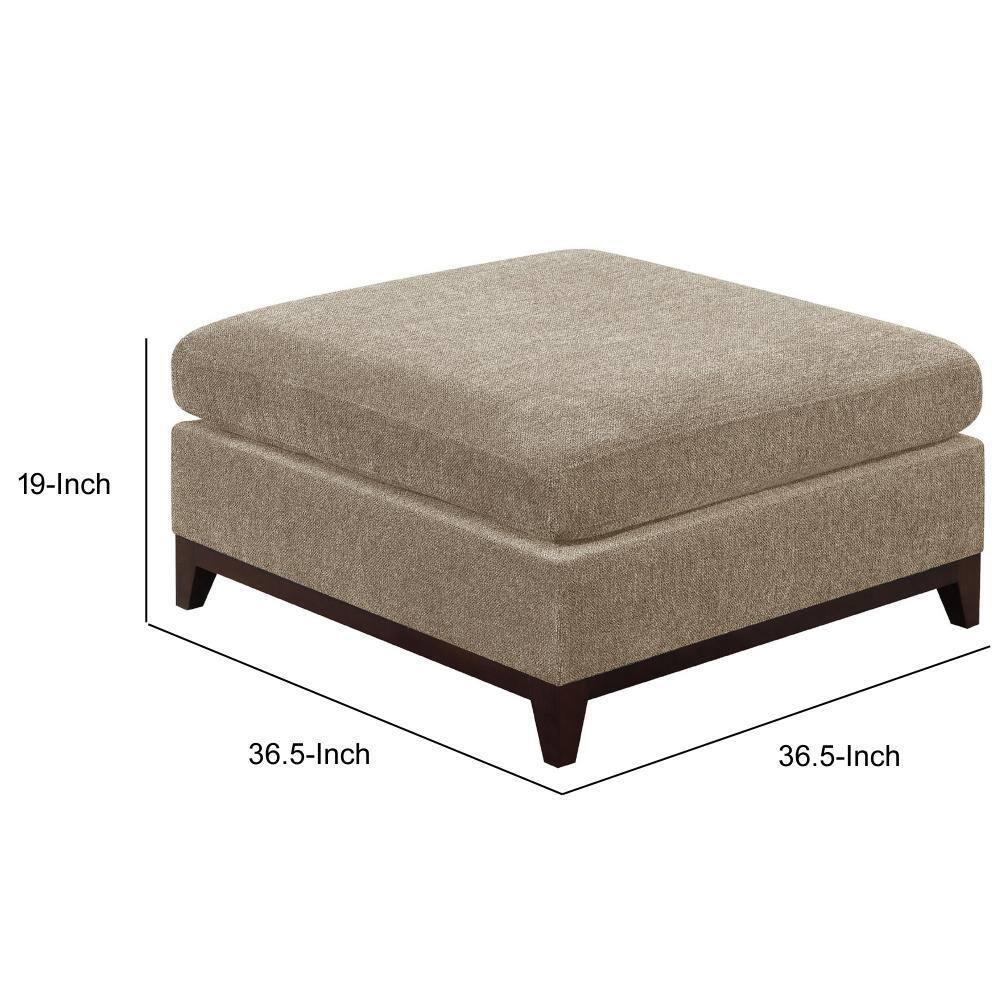 Fabric Cocktail Ottoman with Chamfered Feet, Gray
